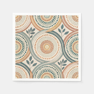 Boho andlig cirkelmandala & botanisk bladkonst pappersservett