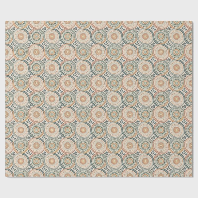 Boho andlig cirkelmandala & botanisk bladkonst presentpapper (Platt)