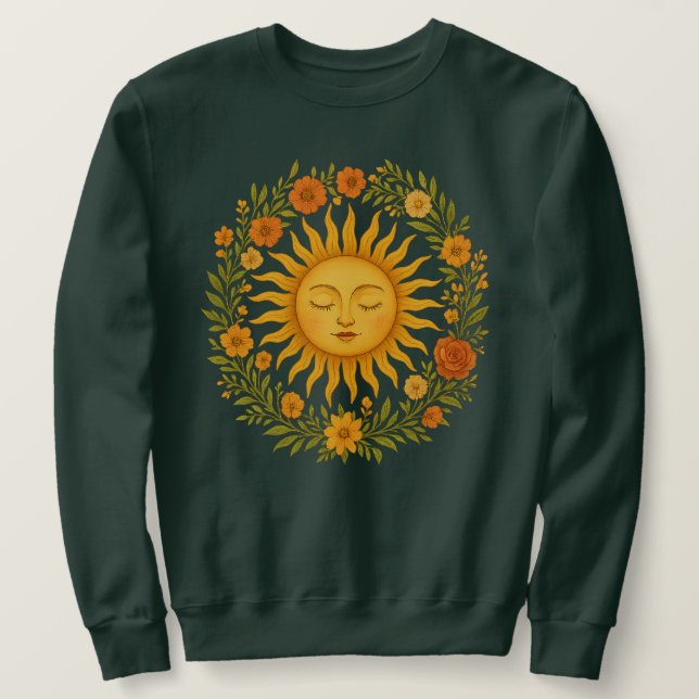 Boho andlig sol | Celestial Hippiekläder med Lång Ärmad Tröja (Design framsida)