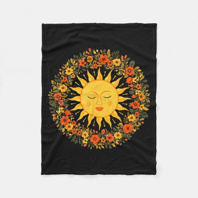 Boho andlig sol Söt bohem Celestial Hippie  Fleecefilt (Framsidan)
