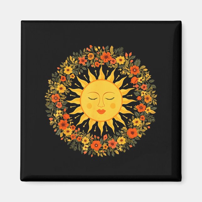 Boho andlig sol Söt bohem Celestial Hippie  Magnet (Framsidan)