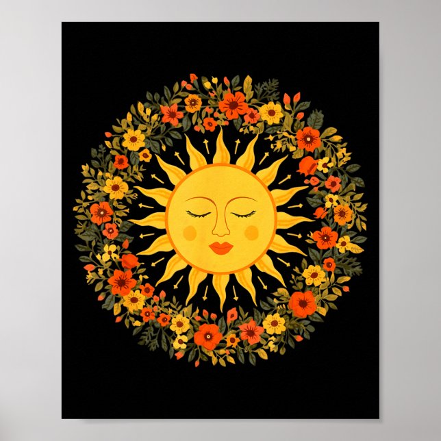 Boho andlig sol Söt bohemisk himmelsk hippie  Poster (Framsidan)