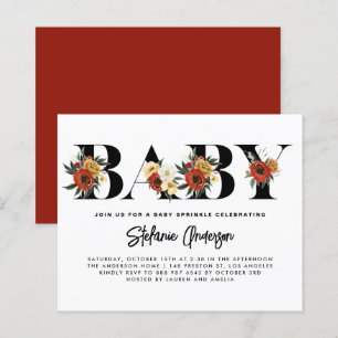Boho Anemone Botanical Baby Sprinkle-inbjudan