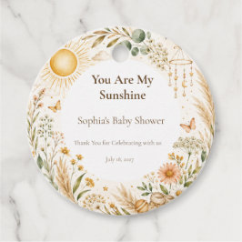 Boho äng Solsken Baby Shower Favor Märken Gåvor Etiketter