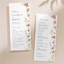 Boho äng vildblomma bröllopsprogram program