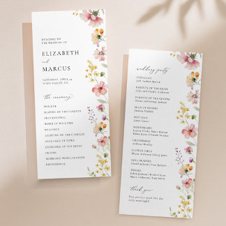 Boho äng vildblomma bröllopsprogram program