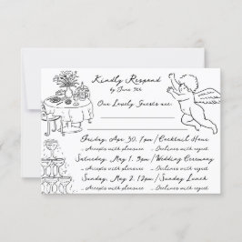 Boho Angel Doodle Hand plockade Simple Multi Event OSA Kort