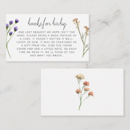 Boho ängsblommor Baby Shower-böcker för bebisar Tilläggskort