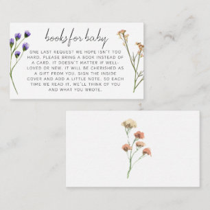 Boho ängsblommor Baby Shower-böcker för bebisar Tilläggskort