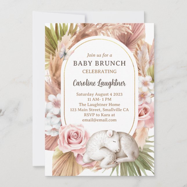 Boho Animal Baby Brunch Inbjudningar (Framsida)