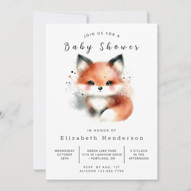 Boho Animal Friends Fox Baby Shower Inbjudningar (Framsida)