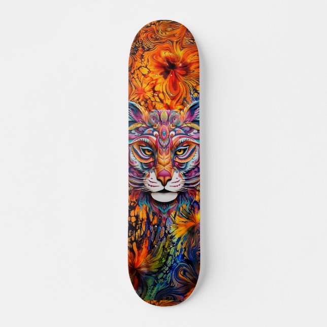 Boho Animal Head & Abstrakt Art Skateboard Deck (Framsida)