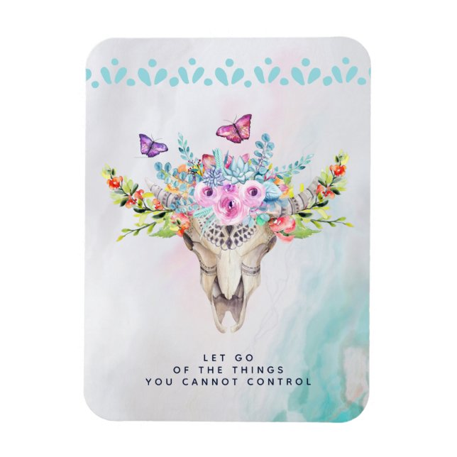 Boho Animal Skull Inspirational Quote Let Go Magnet (Vertikal)