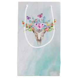 Boho Animal Skull med Butterflies och Flowers