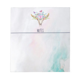Boho Animal Skull med Butterflies och Flowers Anteckningsblock