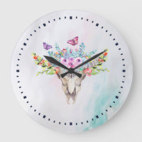 Boho Animal Skull med Butterflies och Flowers
