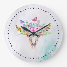 Boho Animal Skull med Butterflies och Flowers