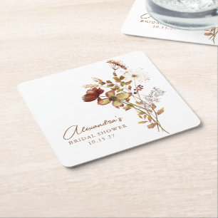 Boho Anpassad Jordnära Natur Botanisk Bröllopsdusc Underlägg Papper Kvadrat