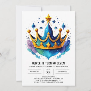 Boho Anpassningsbar Prince Krona Birthday Inbjudningar