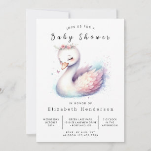 Boho Anpassningsbar Svan Baby Shower Inbjudningar