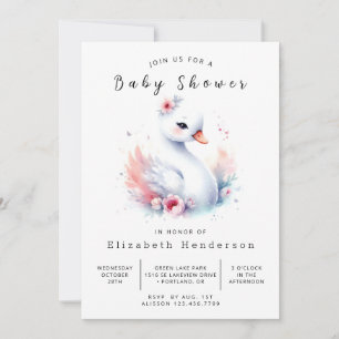 Boho Anpassningsbar Svan Baby Shower Inbjudningar