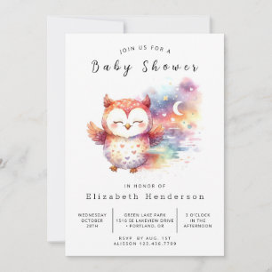 Boho Anpassningsbar Uggla Baby Shower Inbjudningar