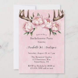 Boho Antler och Rosa Peonies Bachelorette Party Inbjudningar