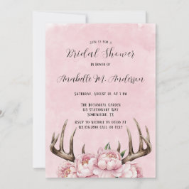 Boho Antler och Rosa Peonies Möhippa Inbjudningar