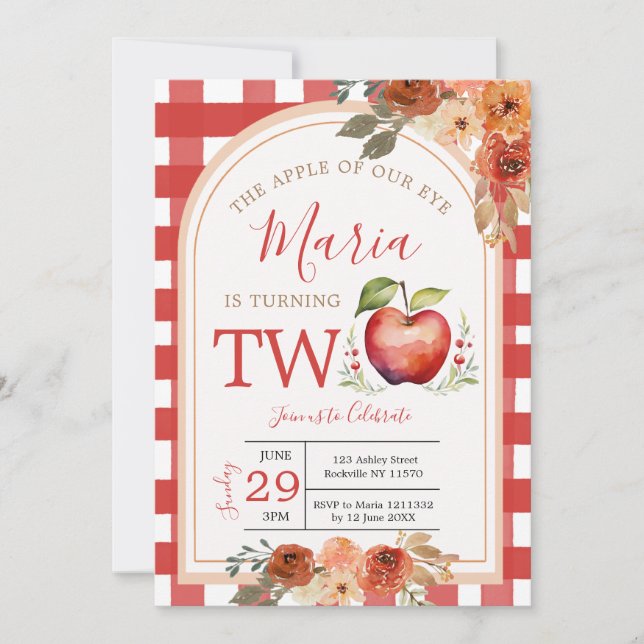 Boho Äpplet i öga är på väg två dagar Inbjudningar (Framsida)