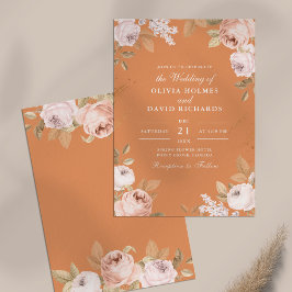 Boho Apricot Peonies Wedding bjudande Inbjudningar