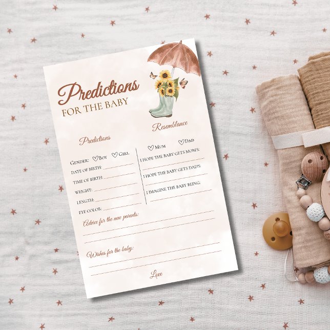 Boho aprilduschar Baby Shower Predictions Game (Skapare uppladdad)