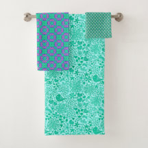 Boho Aqua Lila Towel Set
