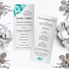 Boho Aqua Ro på Silver Bröllop Program