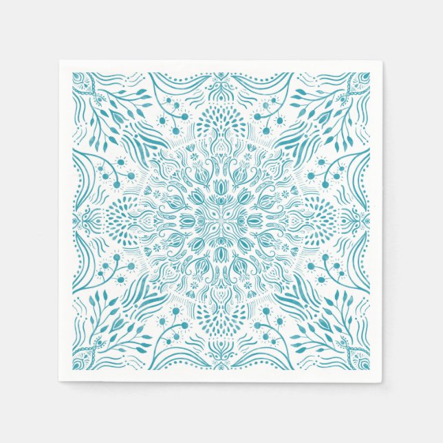 Boho Aqua Teal Moroccan-blöjor Pappersservett (Framsidan)