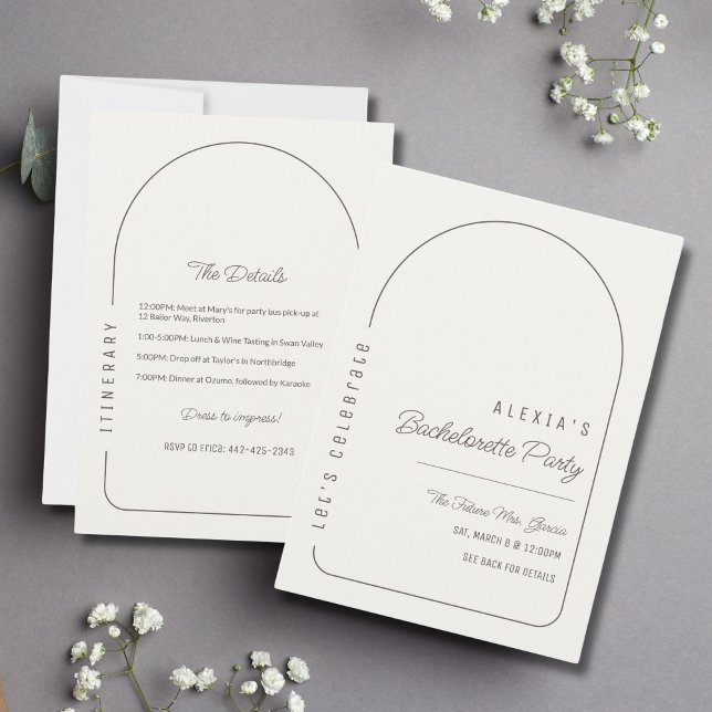 Boho Arch Bachelorette-partiets inbjudan till Itin (Skapare uppladdad)