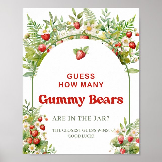 Boho Arch Berry Sweet gissar hur många gummibjörna Poster (Framsidan)
