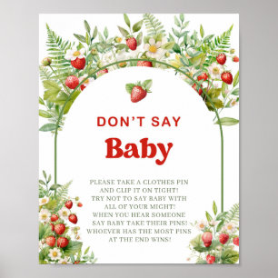 Boho Arch Berry Sweet säger inte baby-spelskylt Poster