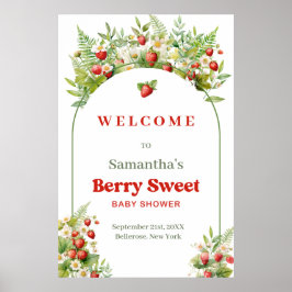 Boho Arch Berry Sweet Vild Strawberry Rosa Välkomm Poster