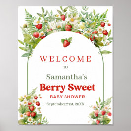Boho Arch Berry Sweet Vild Strawberry Rosa välkomm Poster