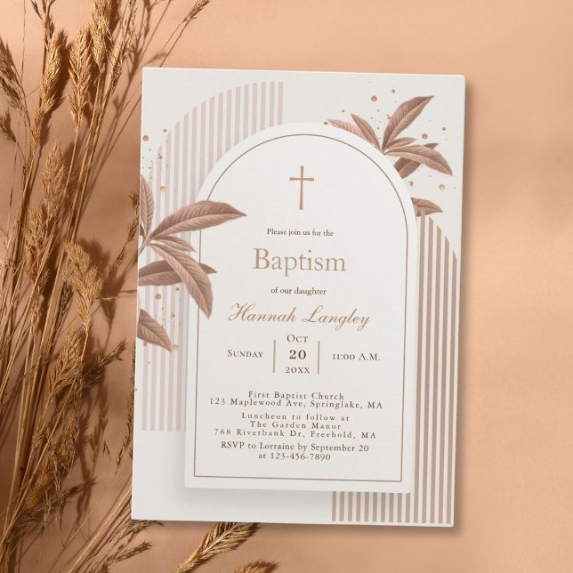 Boho Arch Blommigt Baptism-inbjudan Inbjudningar (Skapare uppladdad)
