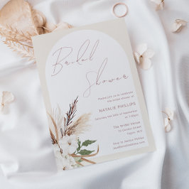 Boho Arch Blommigt Beige Cream Möhippa Inbjudningar