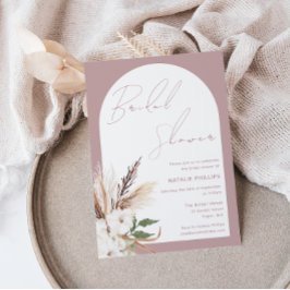 Boho Arch Blommigt Dusty Ro Möhippa Inbjudningar