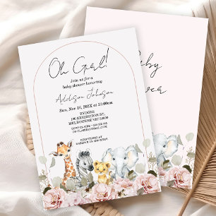 Boho Arch Blommigt Safari Baby Shower Inbjudningar