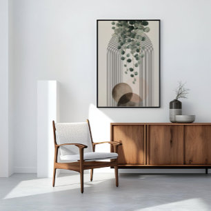 Boho Arch Botanisk Eukalyptus Neutral Minimalis Canvastryck