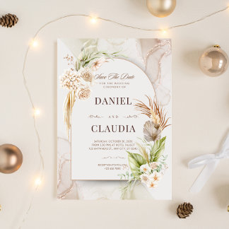 Boho Arch-bröllopsinbjudan | Redigerbara minima Inbjudningar