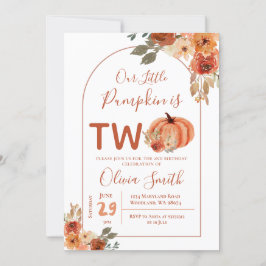 Boho Arch Burnt orange Pumpkin 2:a födelsedagen Inbjudningar