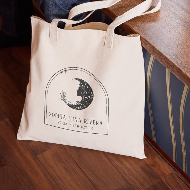 Boho Arch Celestial Crescent Måne Feminine Tygkasse (Boho Arch Celestial Crescent Moon Feminine Tote Bag)