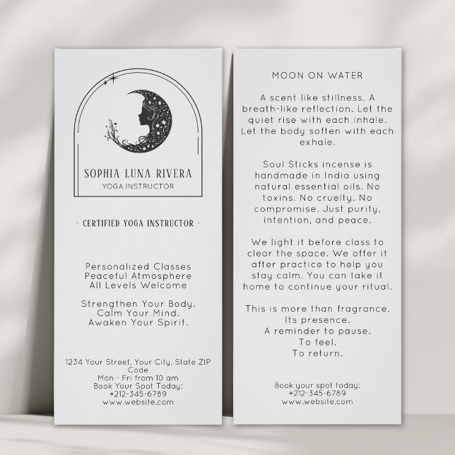 Boho Arch Celestial Crescent Måne Yoga Instructor Reklamkort (Boho Arch Celestial Crescent Moon Yoga Instructor Rack Card)
