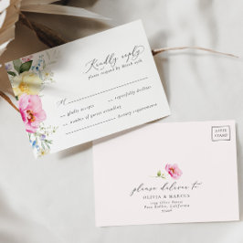 Boho Arch Colorful Blommigt Vår Elegant bröllop OSA Kort