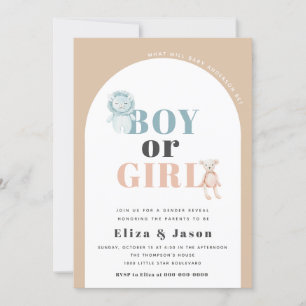 Boho Arch Desert Boy eller Girl Gender Reveal Inbjudningar
